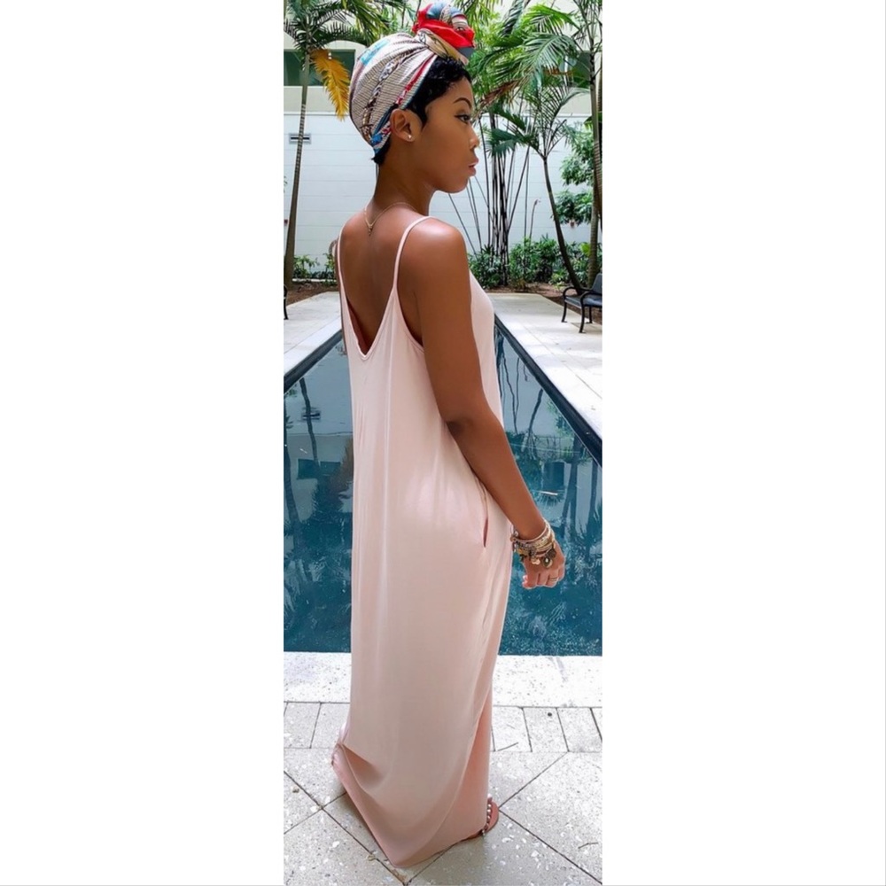 🌸 LAST ONE ☝🏾 Pocketed Harem Maxi Dress Blush 🌸 - Picture 4 of 5